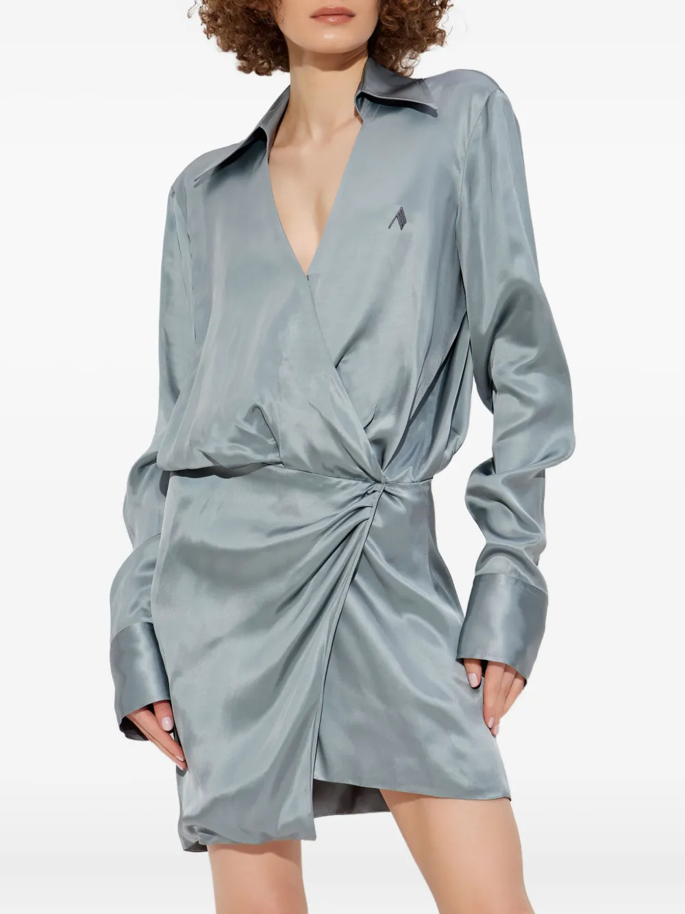 The Attico wrap-front mini dress Blauw