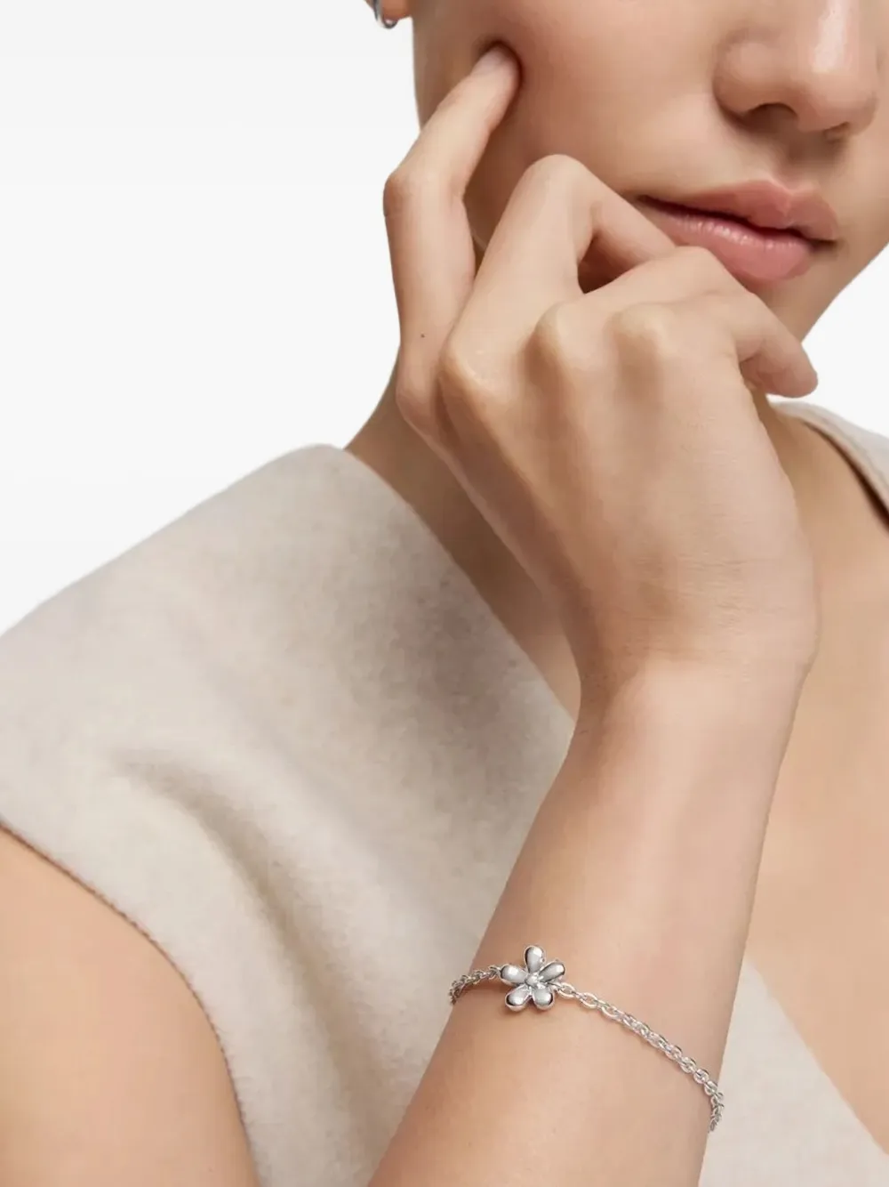 TOUS Schakelarmband met bloem - Zilver