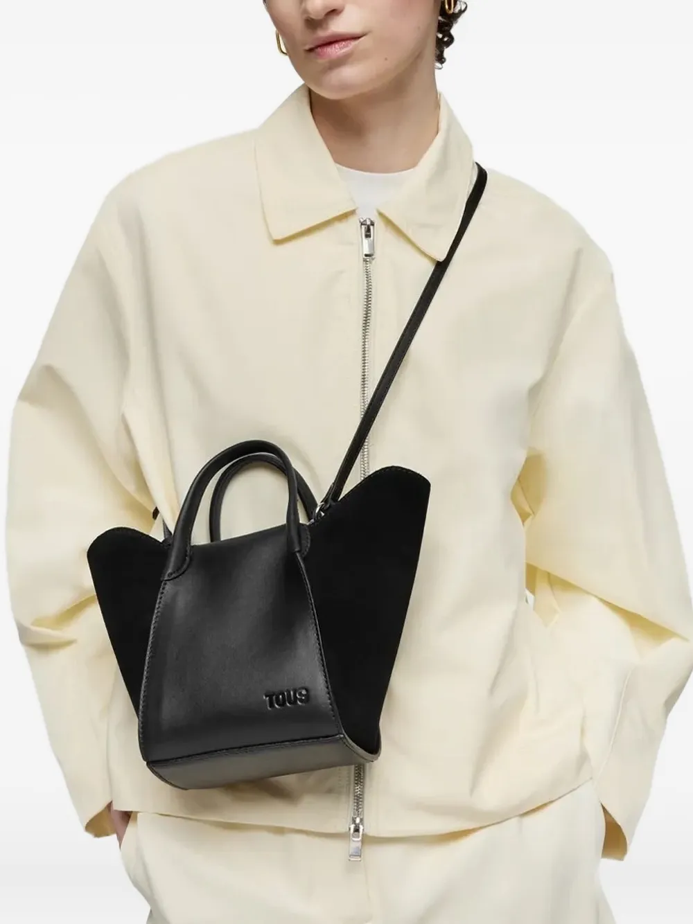 TOUS Kleine Tulip suède shopper - Zwart