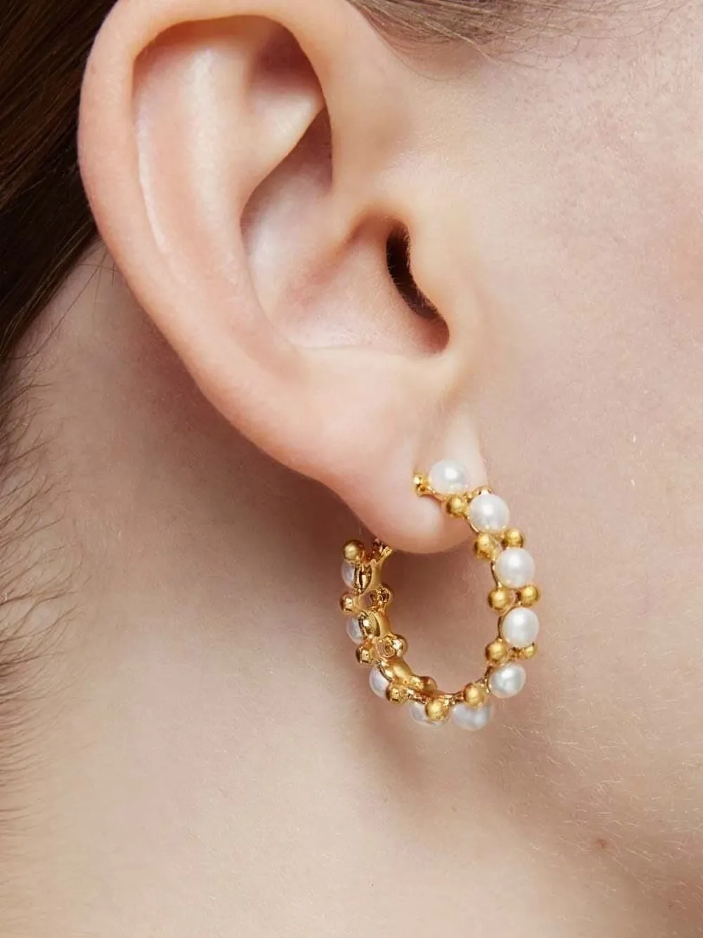  Tous Pearl-embellished Hoop Earrings - Gold 