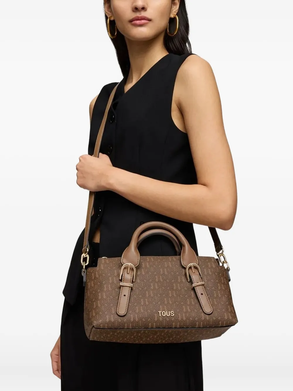 TOUS Shopper met monogram en gesp Bruin