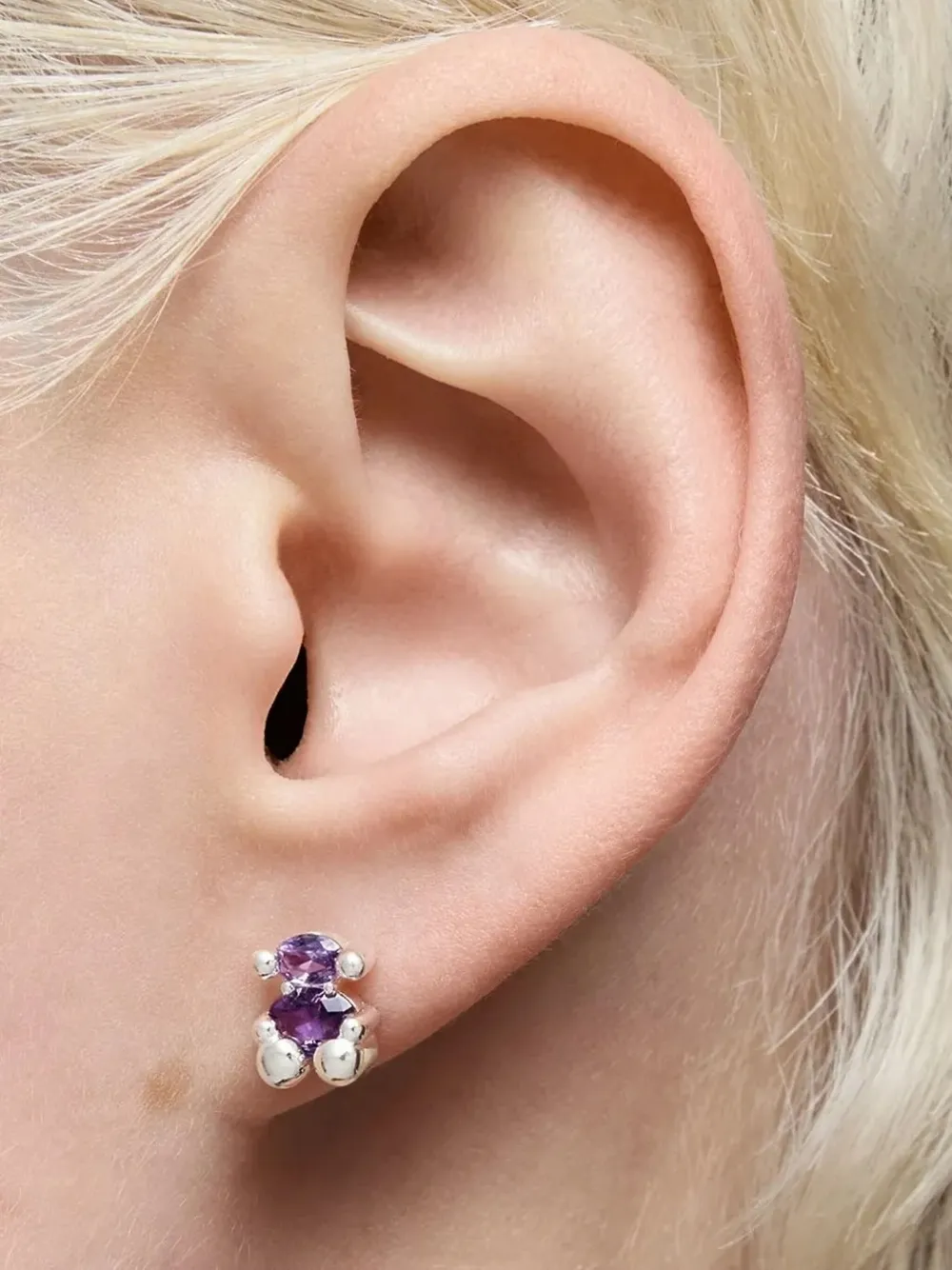 TOUS bear amethyst stud earrings - Grijs