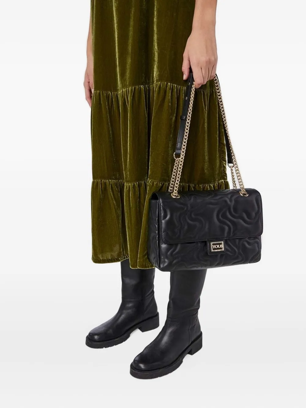 Tous Kaos Dream Quilted Chain Shoulder Bag In Black