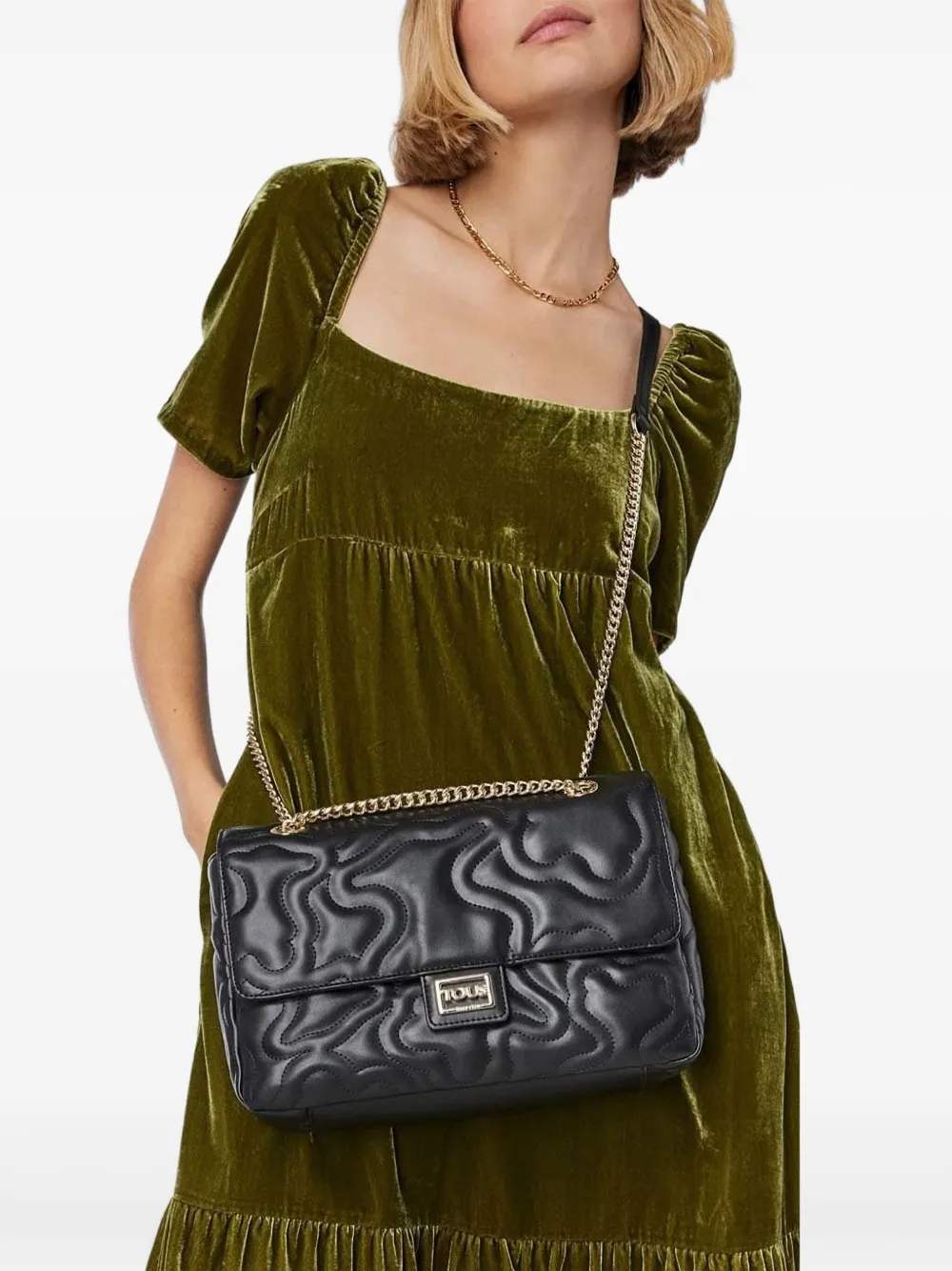 Tous Kaos Dream Quilted Chain Shoulder Bag In Black