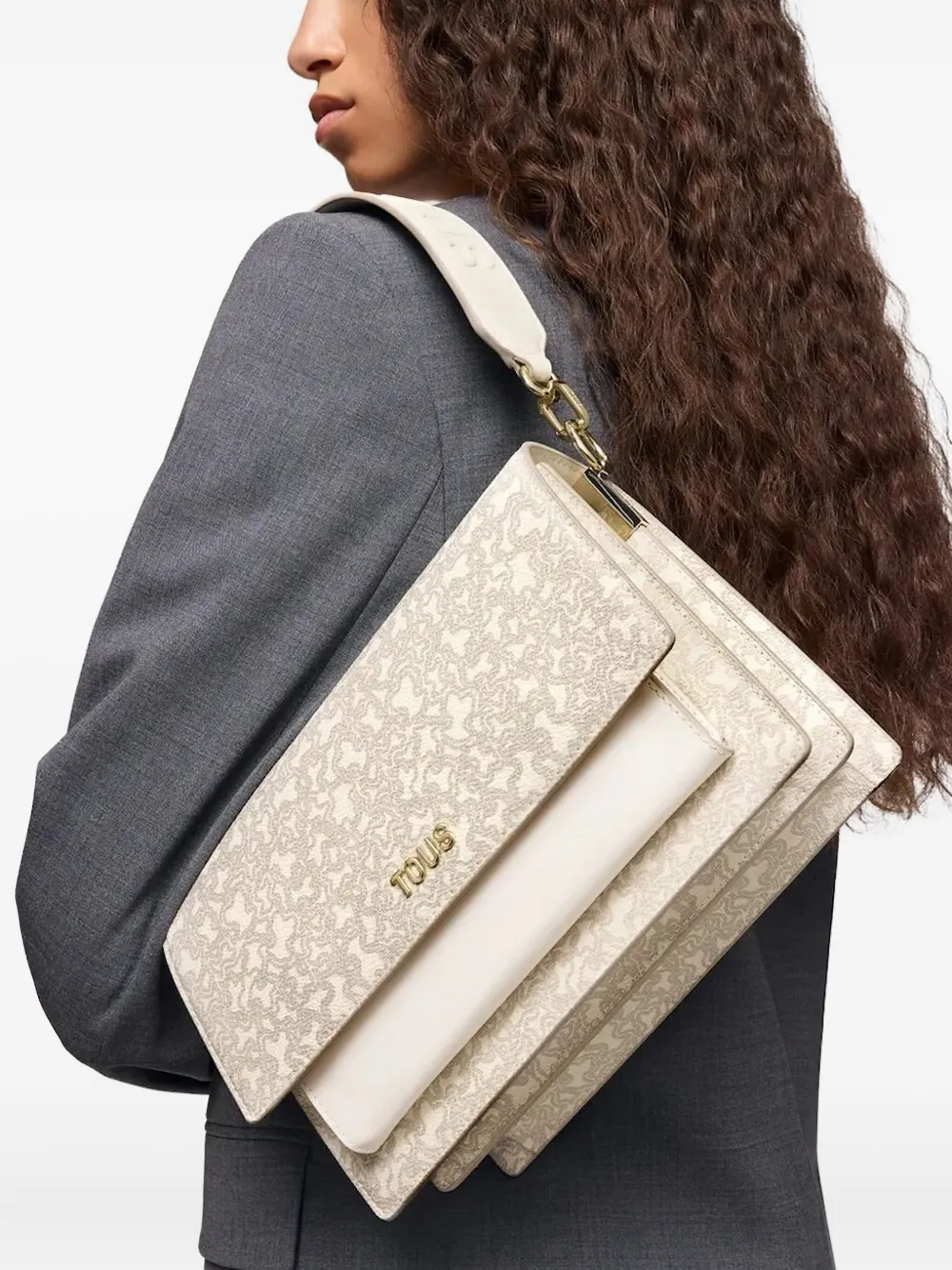 Tous Audree Floral-print Shoulder Bag In Neutral