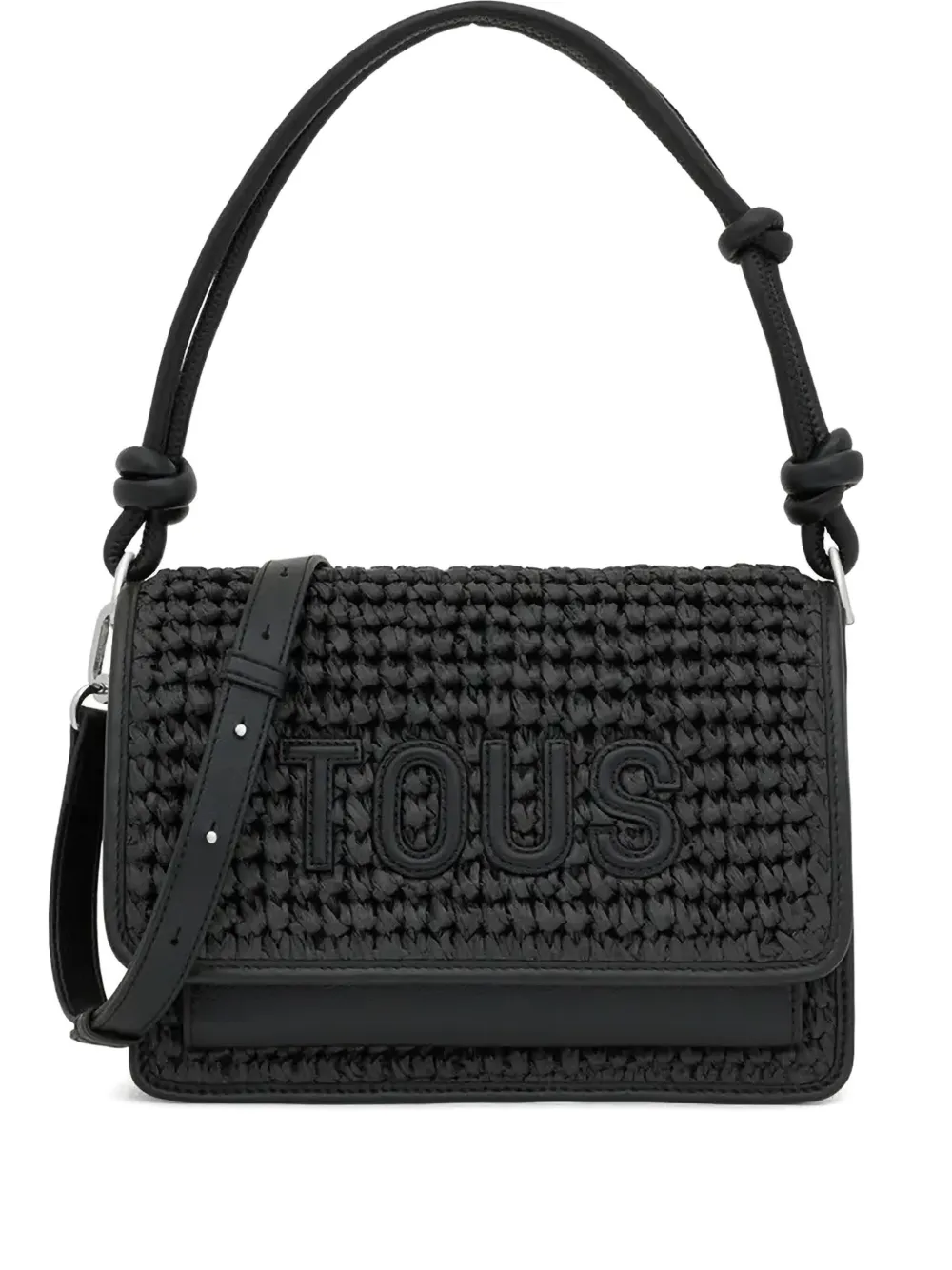 Tous Woven-texture Knotted-handle Cross Body Bag In Black