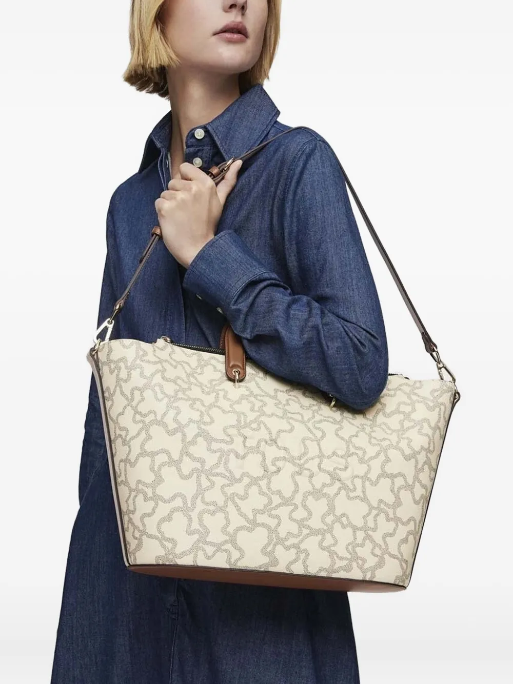Tous Large Kaos Tote Bag In Neutral
