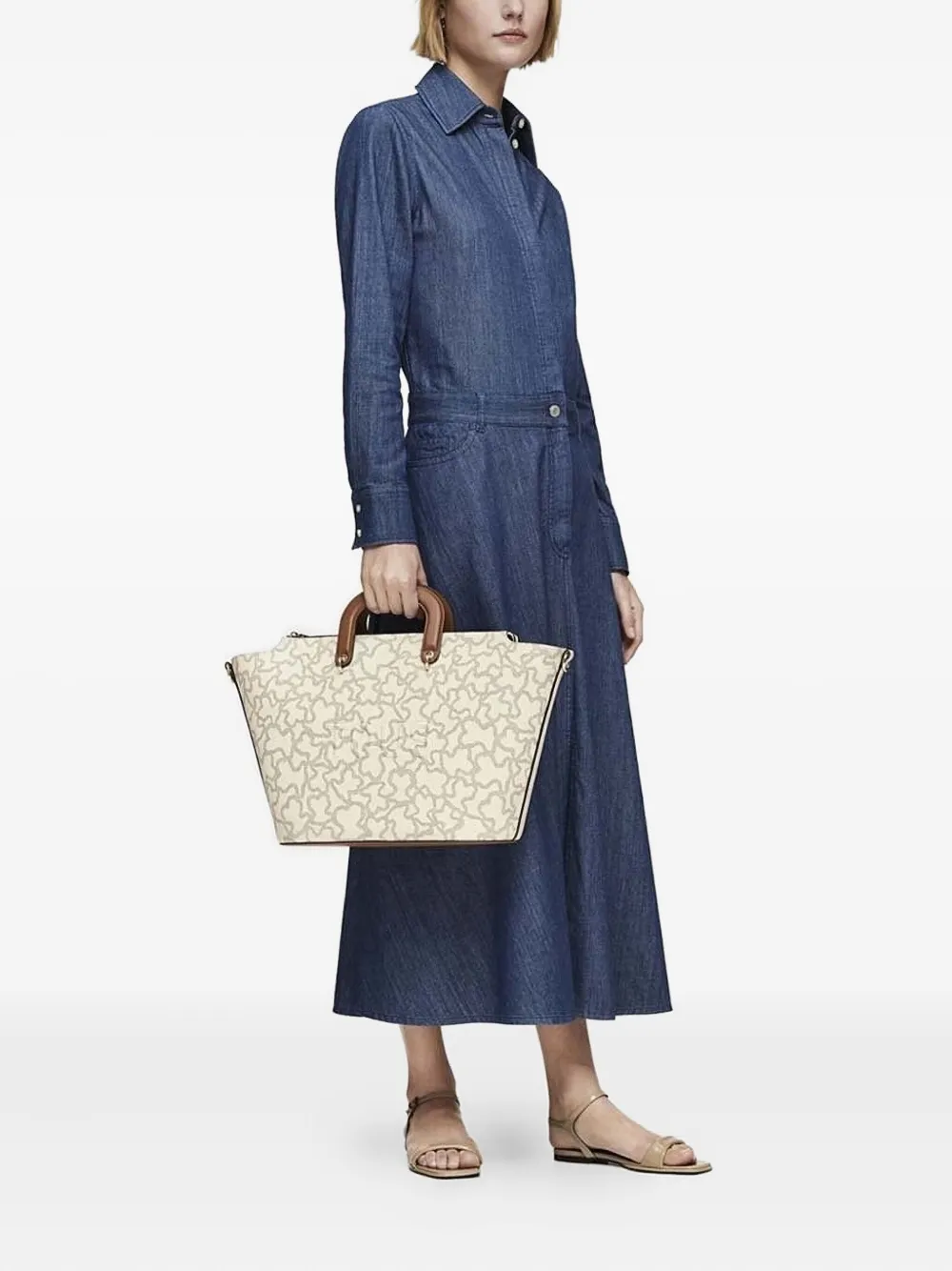 Tous Large Kaos Tote Bag In Neutral