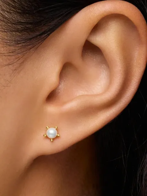 TOUS 18K yellow gold Garden pearl earrings