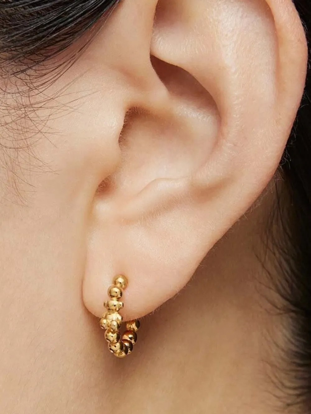 TOUS Gloss beaded hoop earrings - Goud
