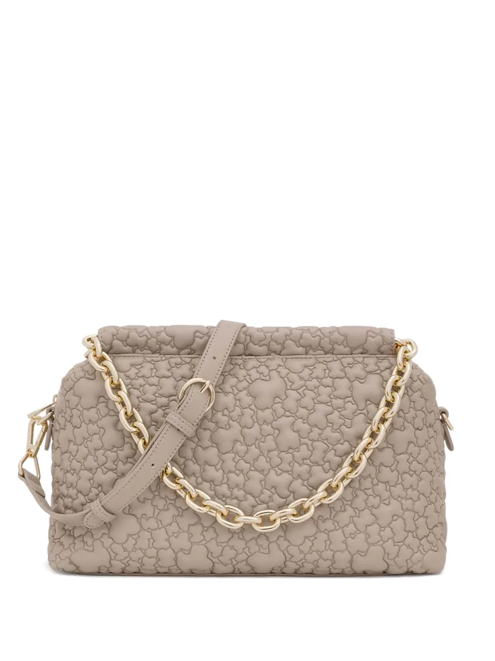 bear-embossed chain-strap bag