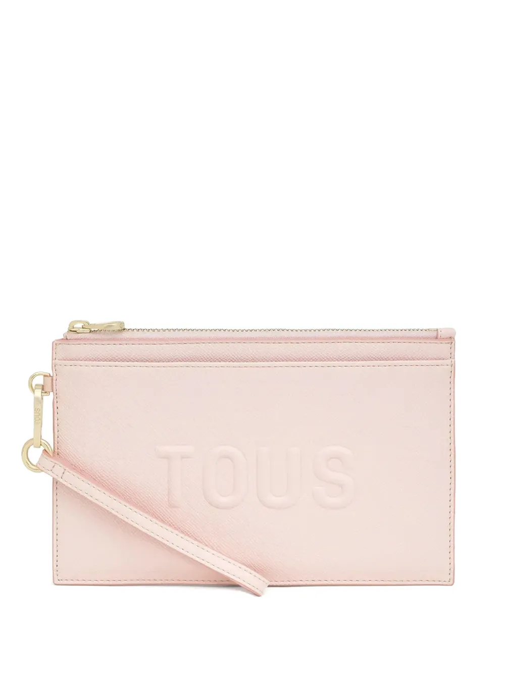 embossed-logo zip-top wallet