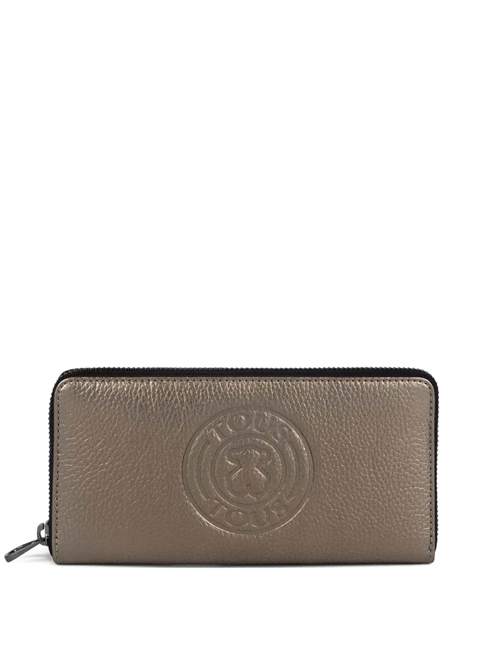 embossed logo zip-around wallet