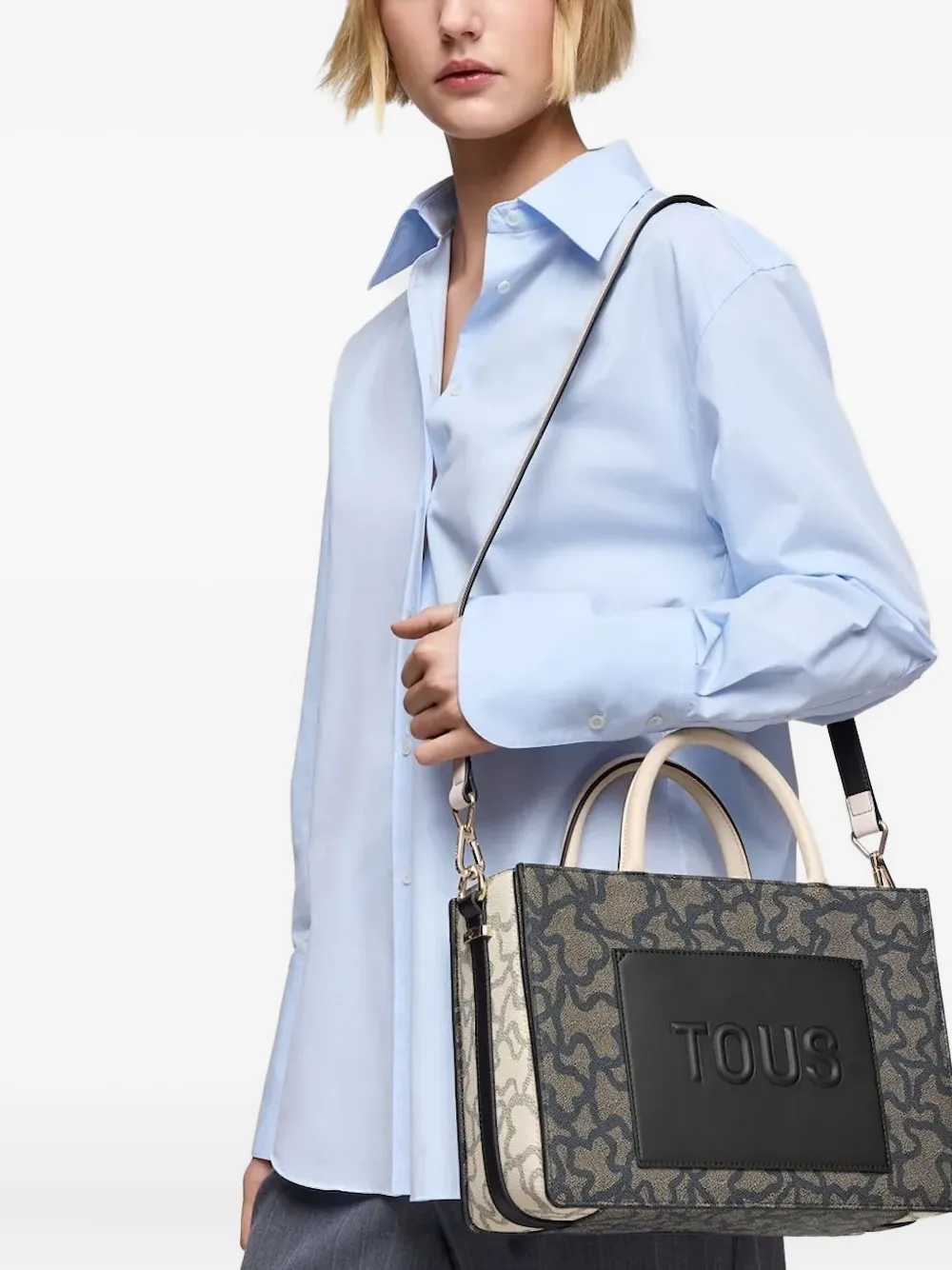 TOUS Shopper met logoplakkaat en beerprint - Zwart