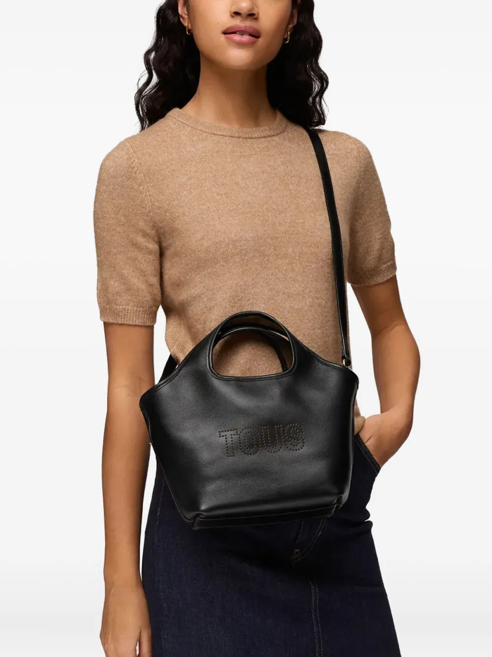 TOUS small perforated-logo tote bag - Zwart