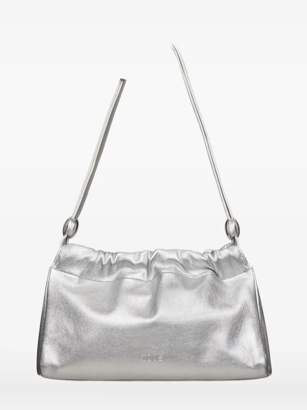 Tous Gloss Gathered Leather Shoulder Bag In Gray