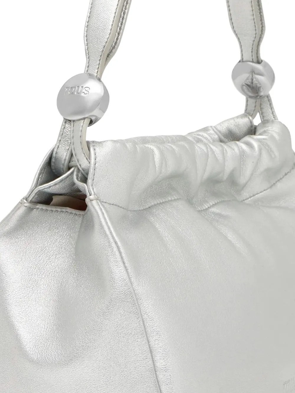 Tous Gloss Gathered Leather Shoulder Bag In Gray