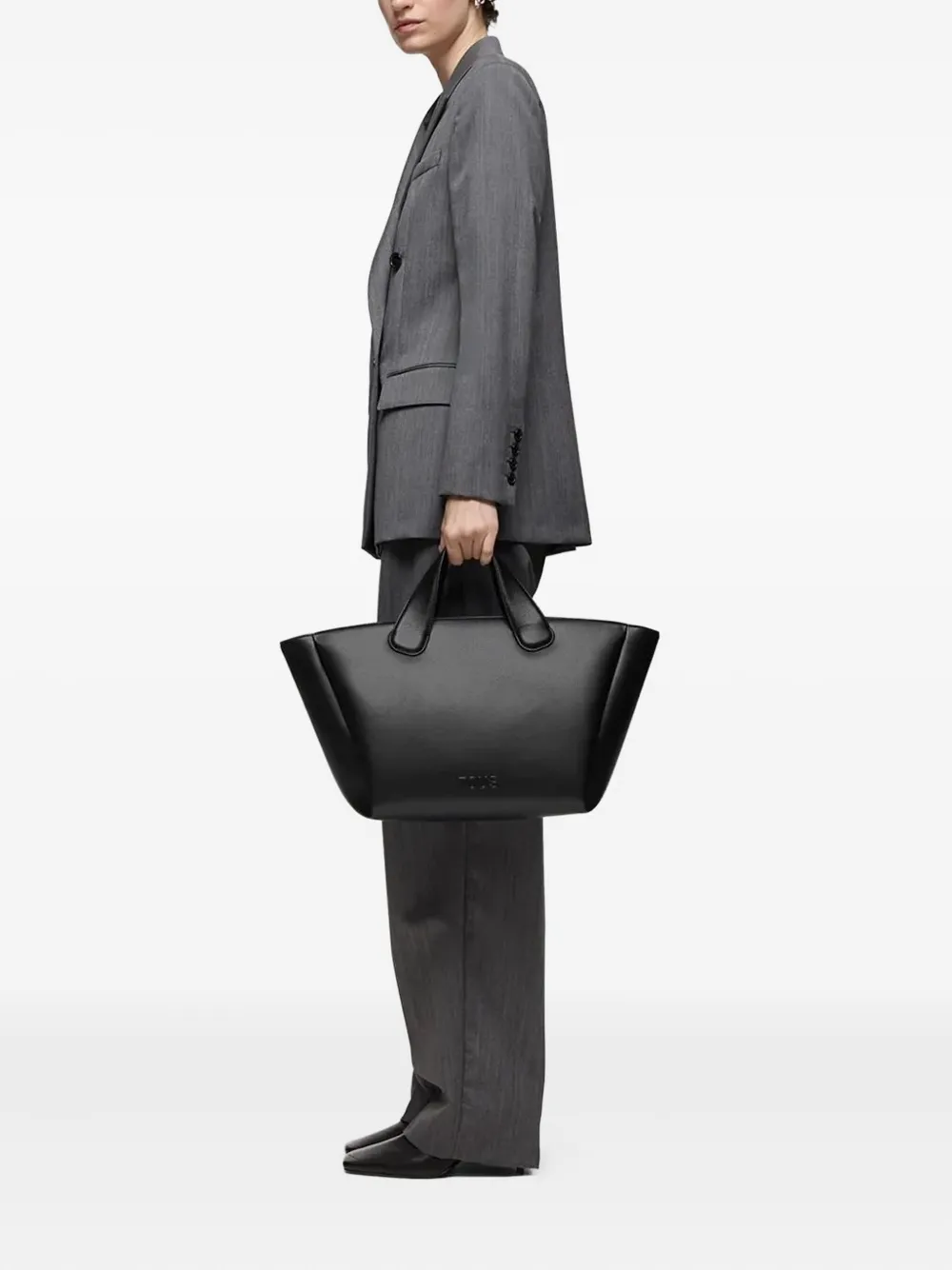Tous Large Bloom Curved-handle Tote Bag In Black