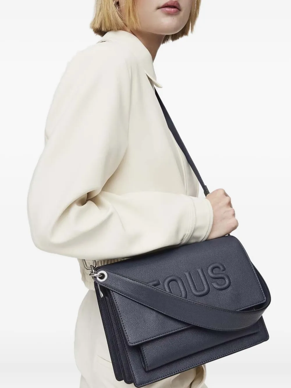 Tous Medium Audree Embossed-logo Satchel In Blue