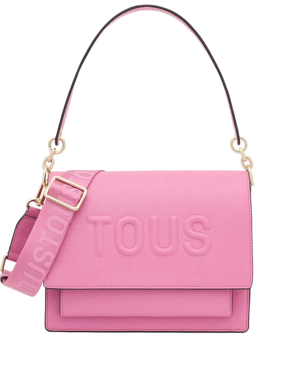 Tous Embossed-logo Shoulder Bag In Pink