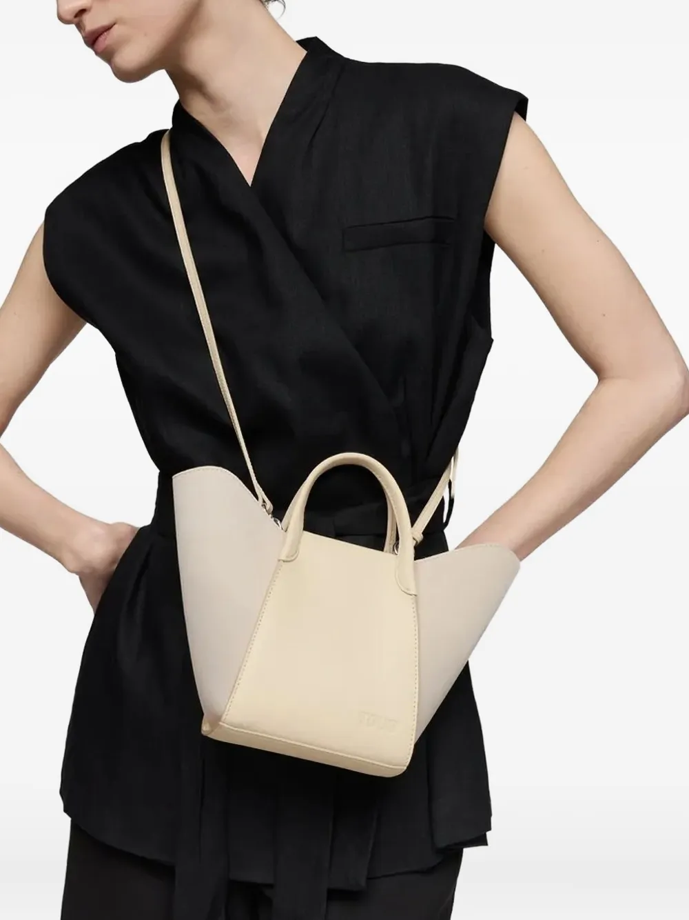 TOUS Tulip leren shopper met suède vlak - Wit