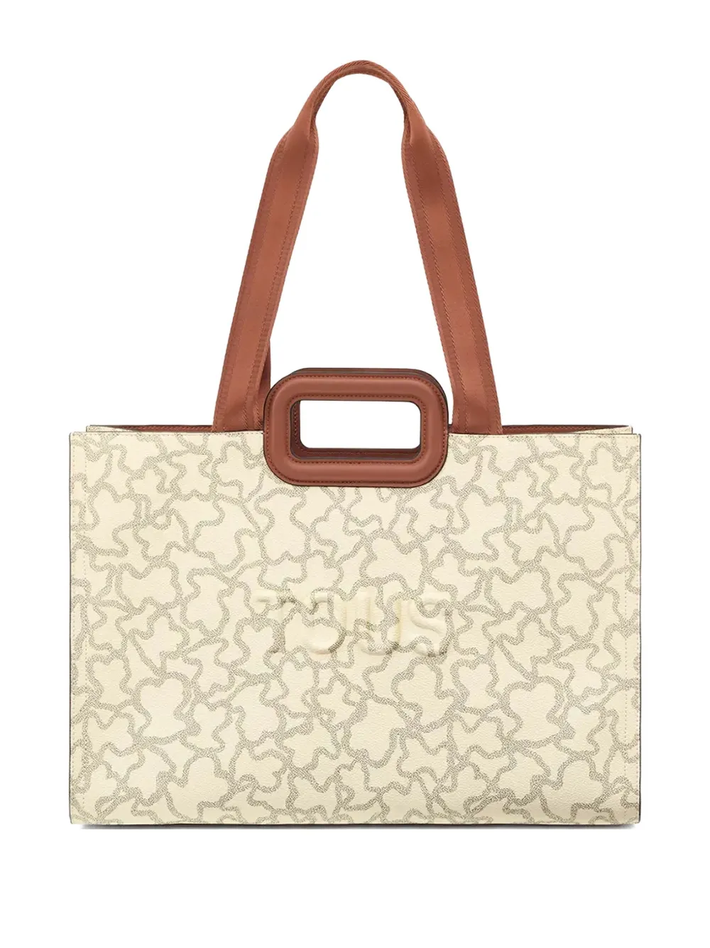 bear-print top-handle tote bag