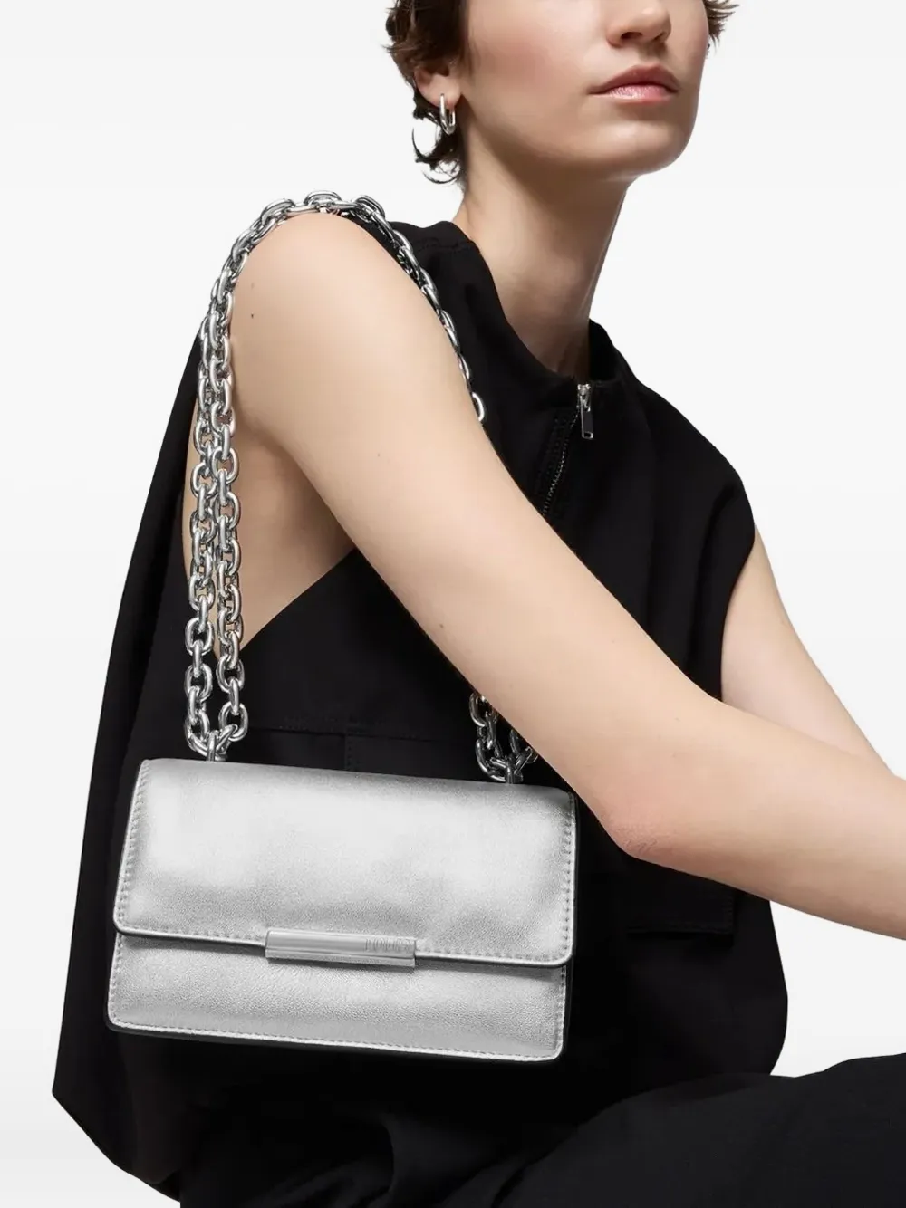 Tous Audree Chain-strap Flap Shoulder Bag In Silver