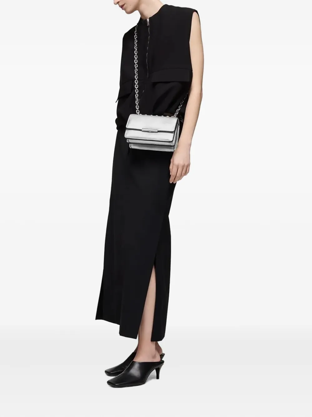 Tous Audree Chain-strap Flap Shoulder Bag In Silver
