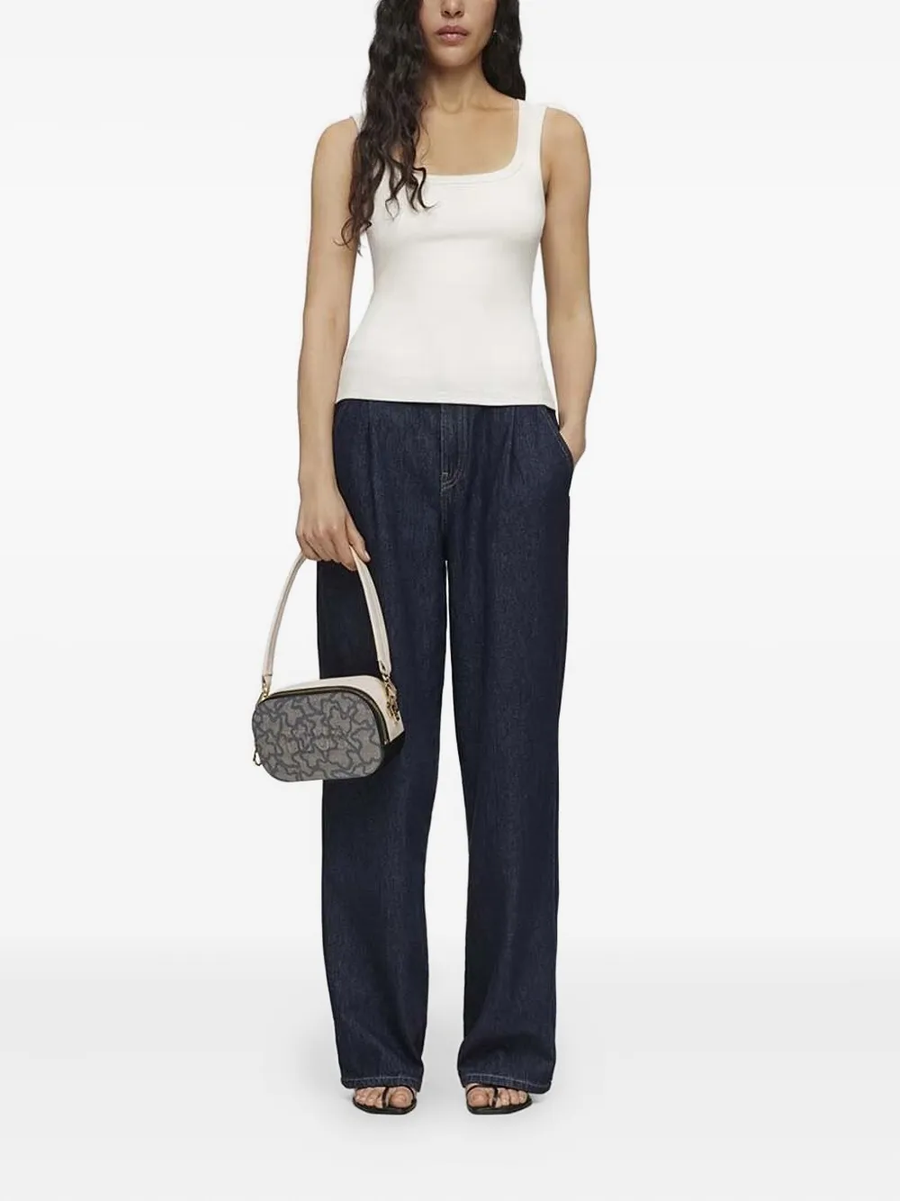 Tous Bear-print Zip-top Satchel In Black