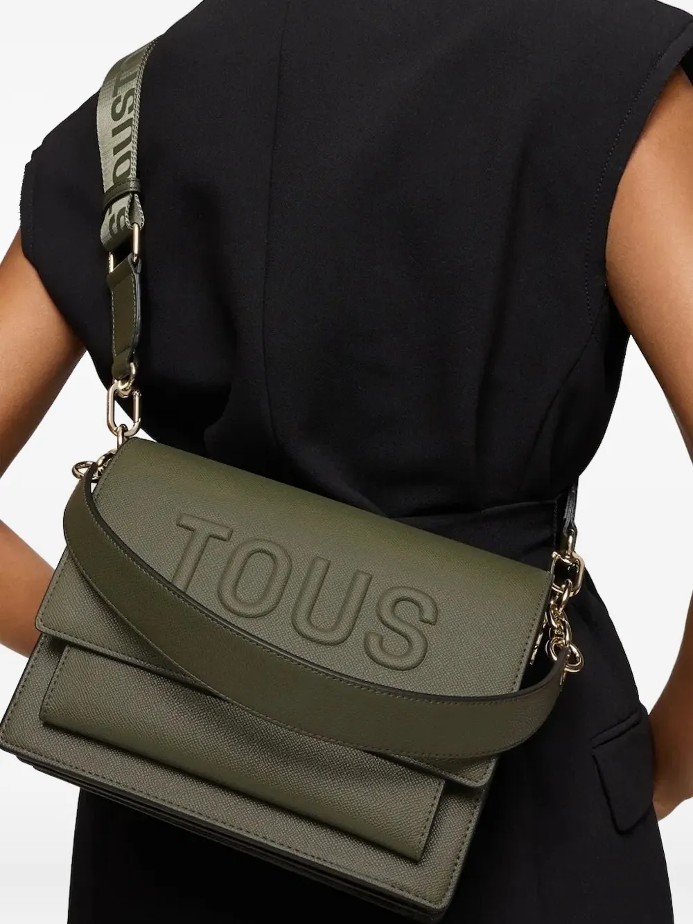 Tous Audree Embossed-logo Crossbody Bag In Green