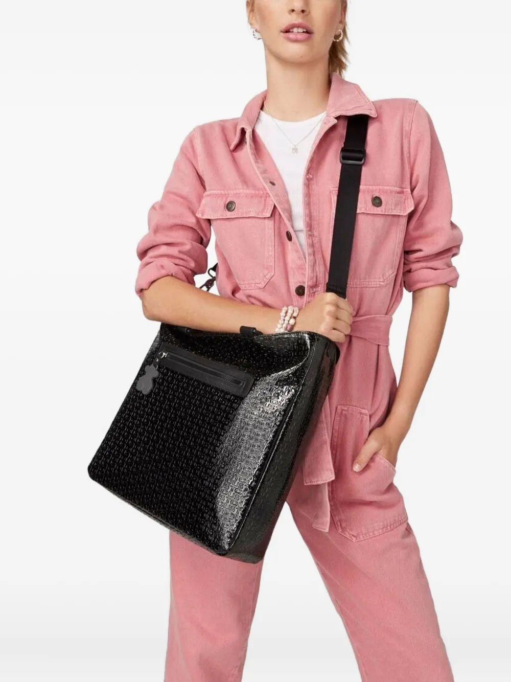 TOUS Shopper met logopatroon - Zwart