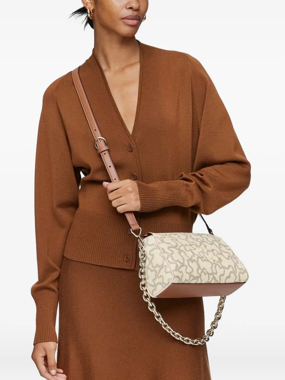 Tous Kaos Chain-strap Logo-print Shoulder Bag In Neutral