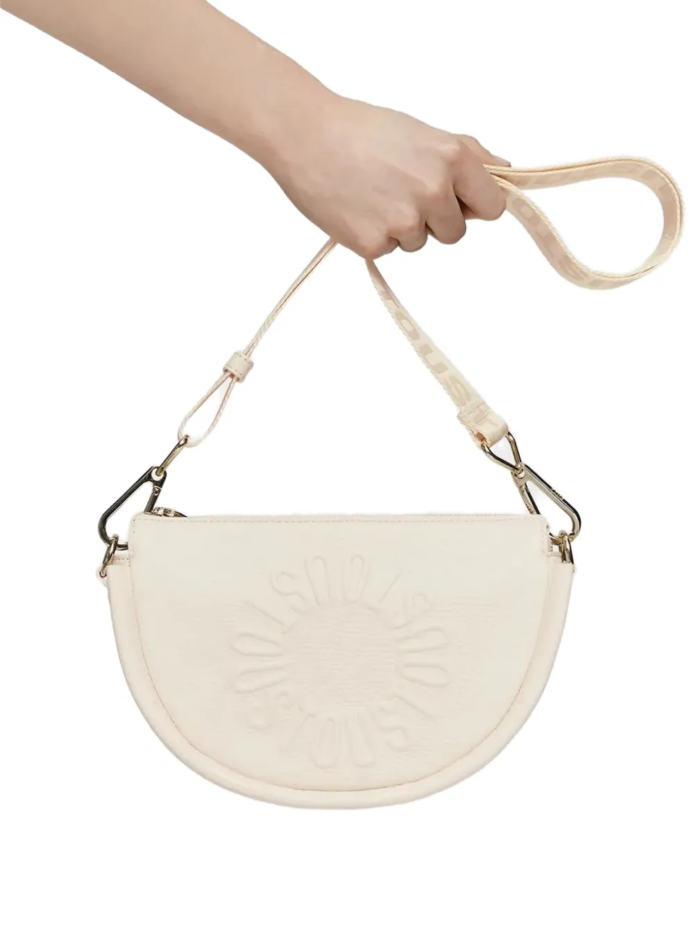 Tous Embossed Half-moon Crossbody Bag In White