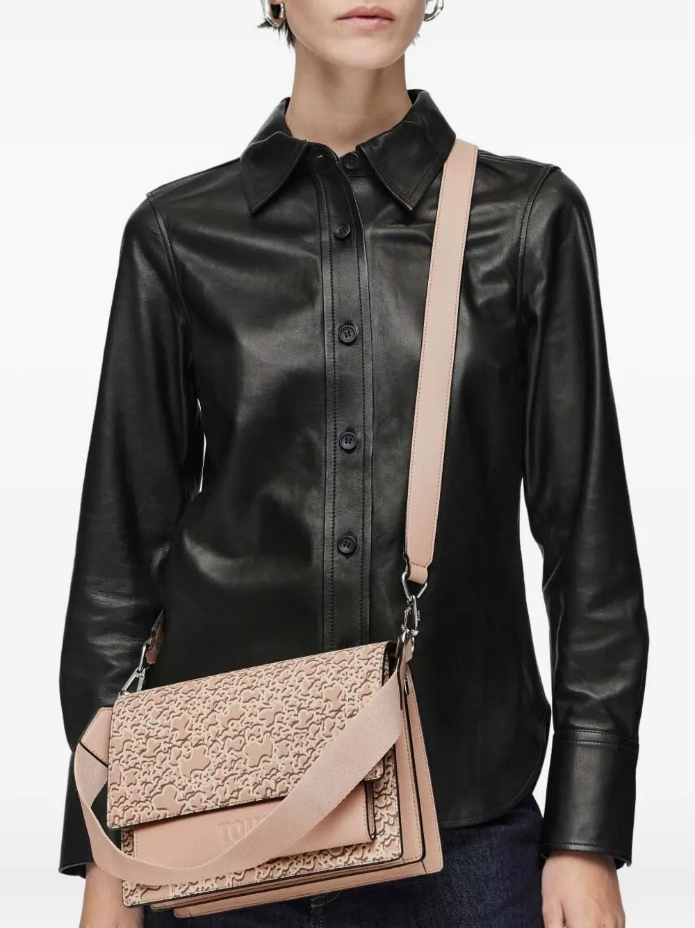 Tous Medium Audree Bear-logo Shoulder Bag In Pink
