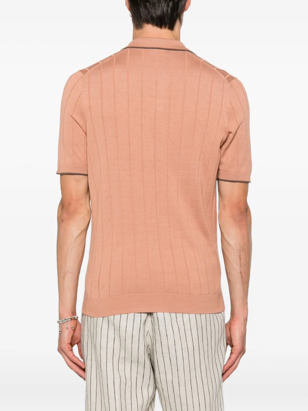 Gran Sasso Geribbeld T-shirt met polokraag Roze