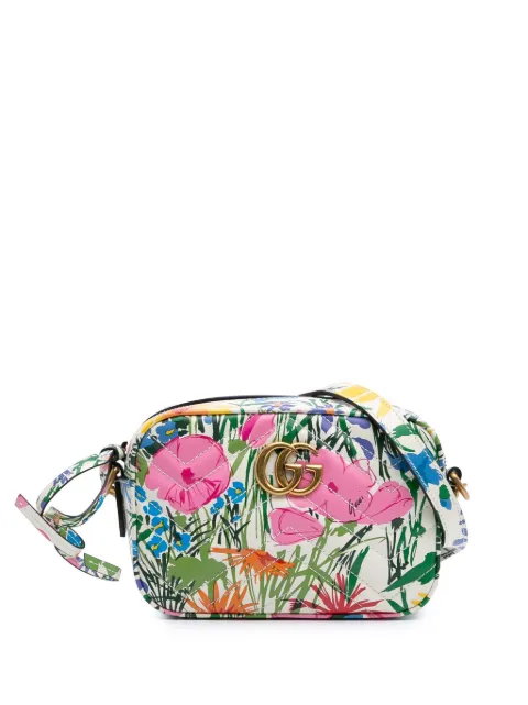Gucci Pre-Owned 2016-2024 Ken Scott Mini GG Marmont Floral Printed Matelasse Leather crossbody bag