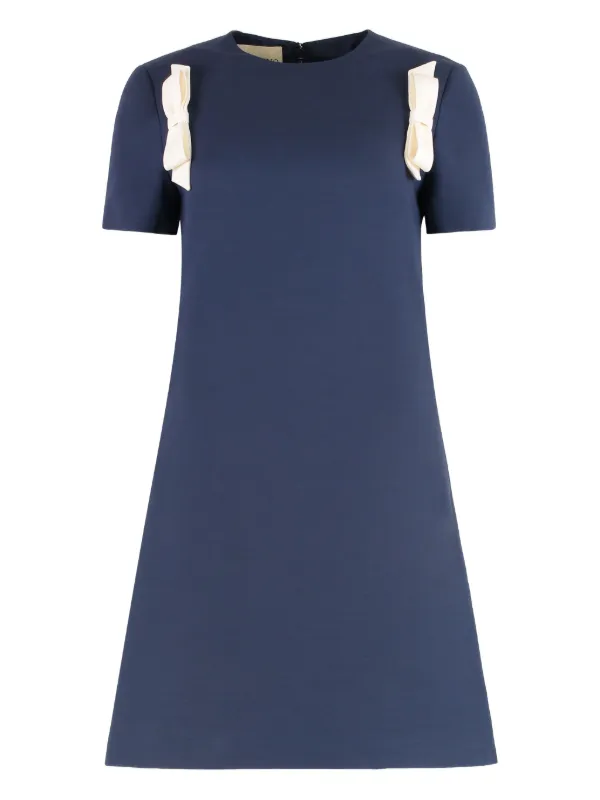 Valentino Garavani Bow-embellished Shift Dress - Blue Valentino Garavani Bow-embellished Shift Dress - Blue