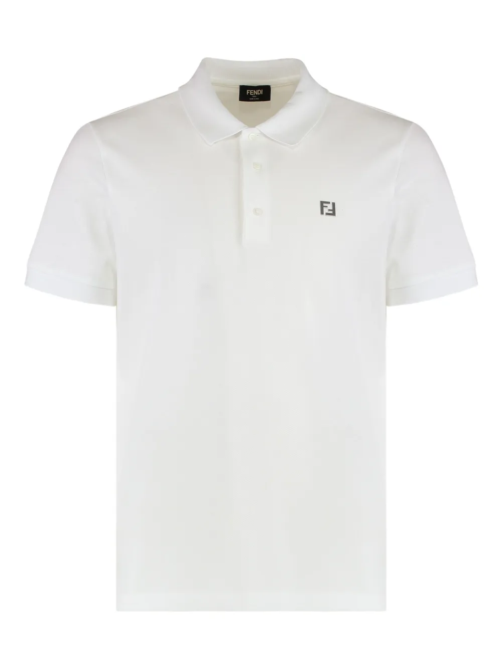 FENDI piqué-weave cotton polo shirt Wit