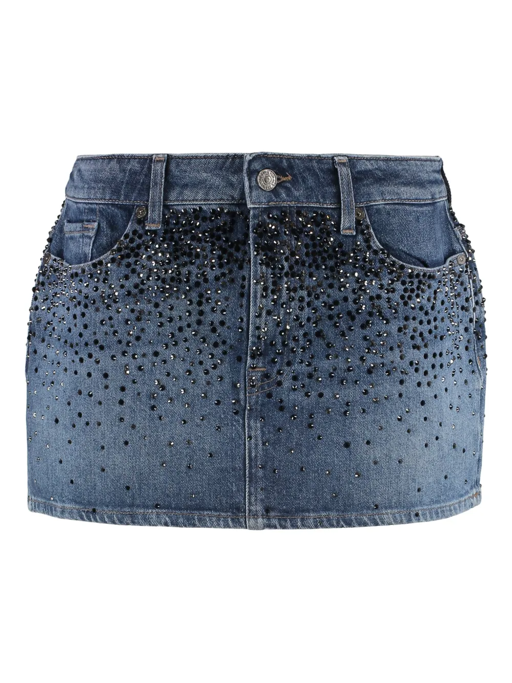 7 For All Mankind rhinestone-embellished denim skirt - ブルー 7 For All Mankind rhinestone-embellished denim skirt - ブルー