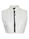 Dennis Basso crocodile-embossed leather zip vest - White