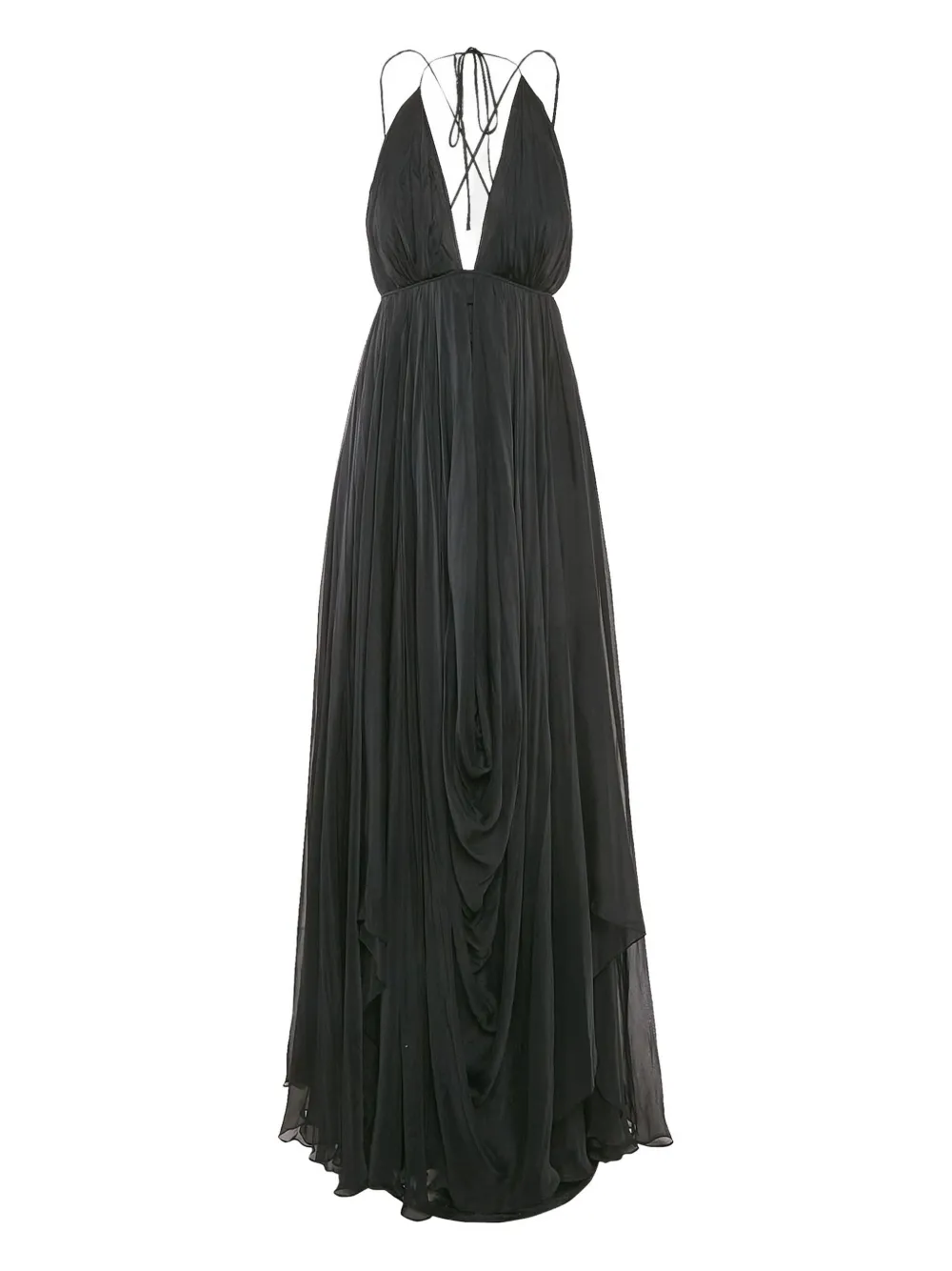 GAURI & NAINIKA draped-detail maxi dress | Black | Image 1