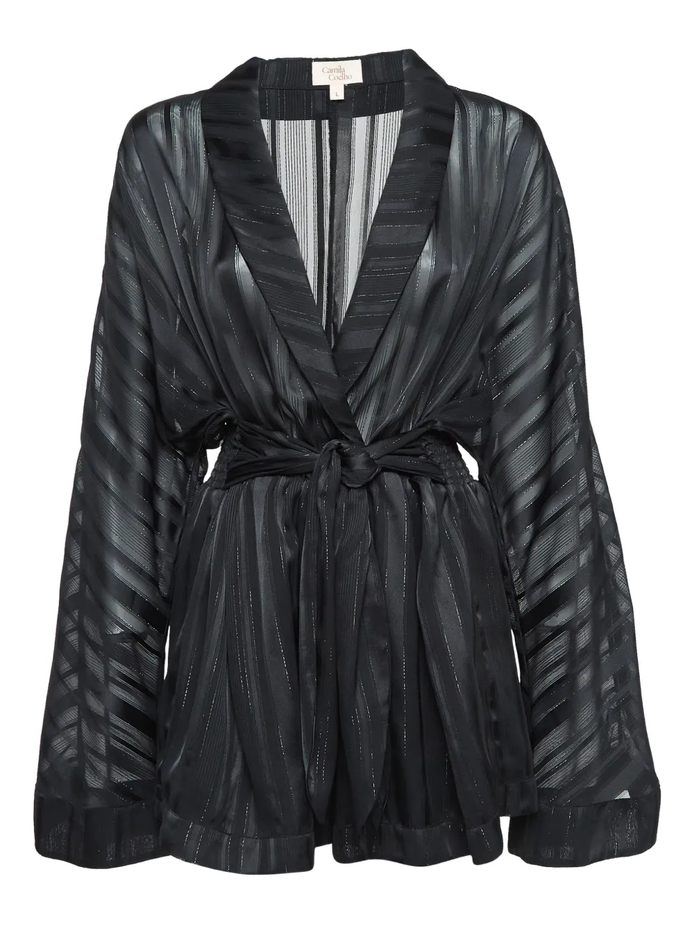 CAMILA COELHO Amelia striped romper | Black | Image 1