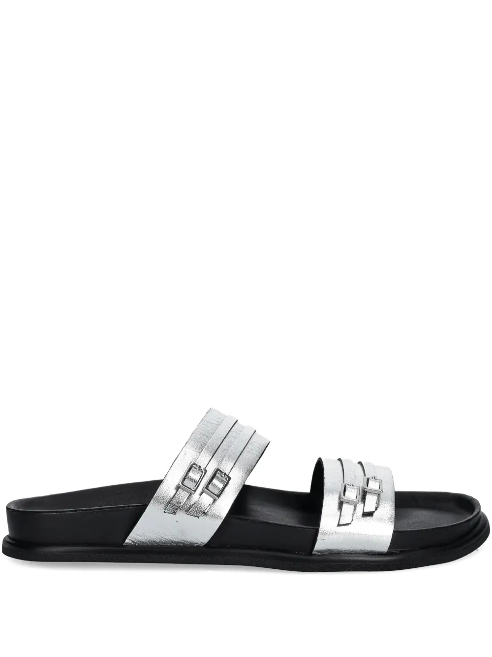 VAGABOND buckle-detail leather slides | Silver | Image 1