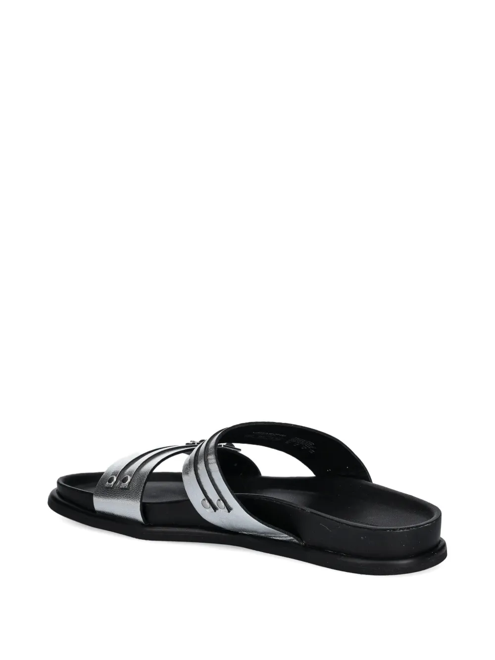 VAGABOND buckle-detail leather slides Silver