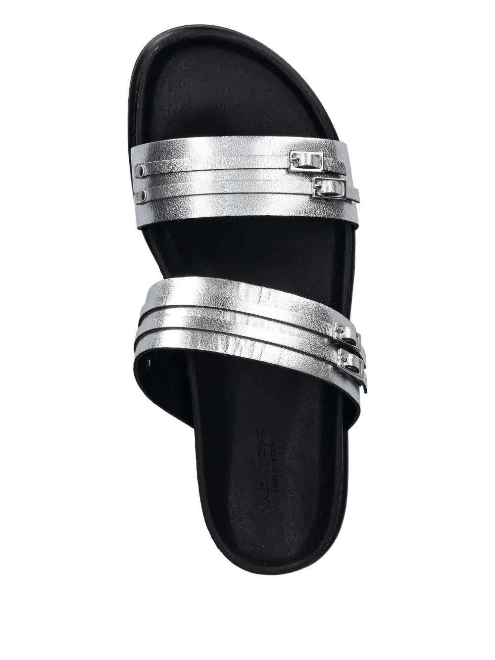 VAGABOND buckle-detail leather slides Silver