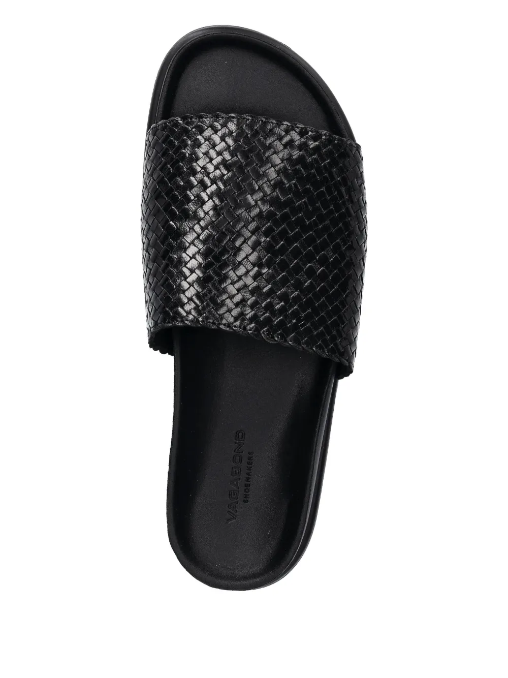 VAGABOND Effie woven leather slides Black