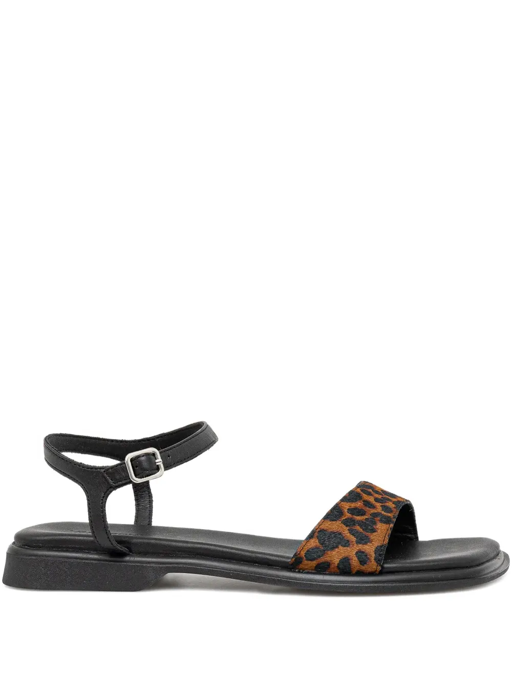 VAGABOND Izzy leather leopard-print sandals Brown
