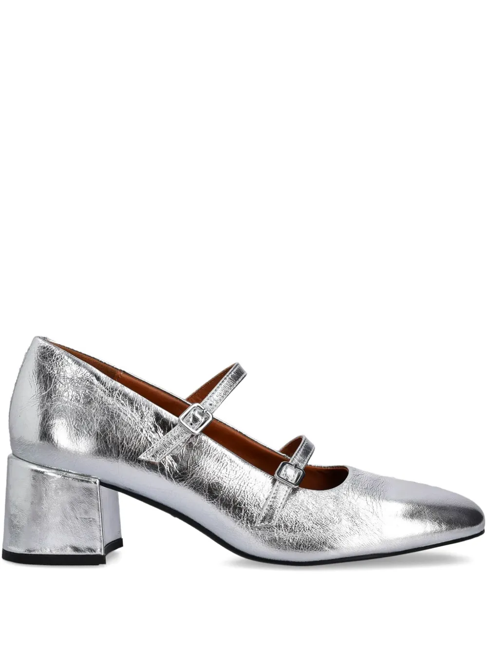 VAGABOND Adison double-buckle metallic leather pumps Silver