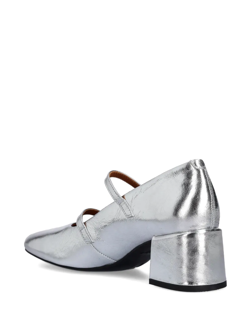 VAGABOND Adison double-buckle metallic leather pumps Silver