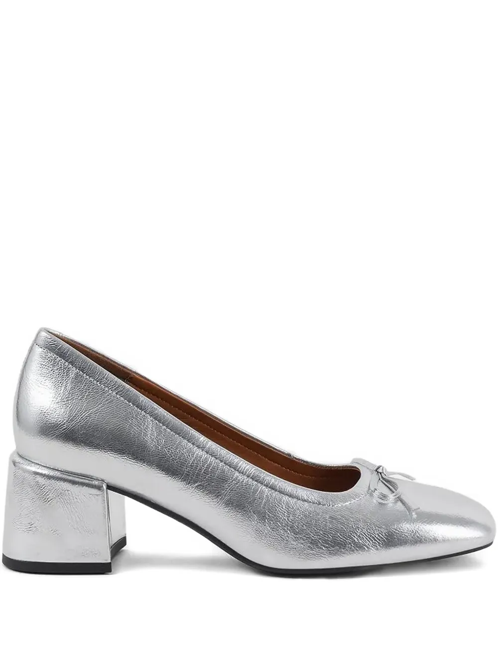 VAGABOND Adison bow-detail block-heel pumps Silver